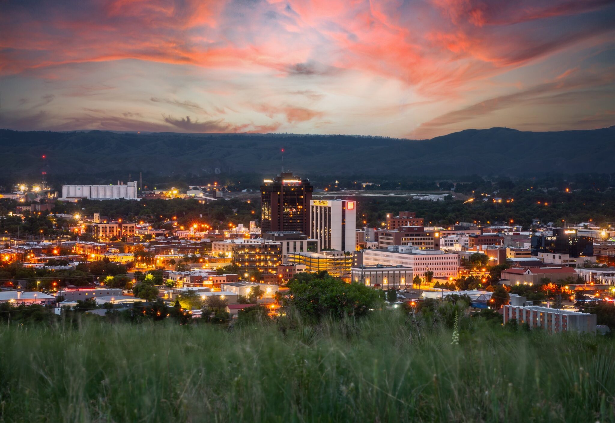 Downtown Billings, Montana beneath the Rimrocks